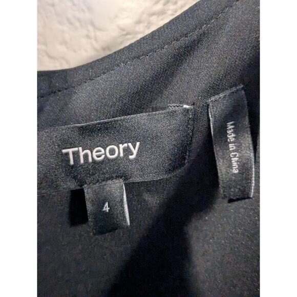 THEORY Women's Size 4 Scoop Ruffle Midi Dress Style M0305609 in Black $375 - Picture 4 of 7